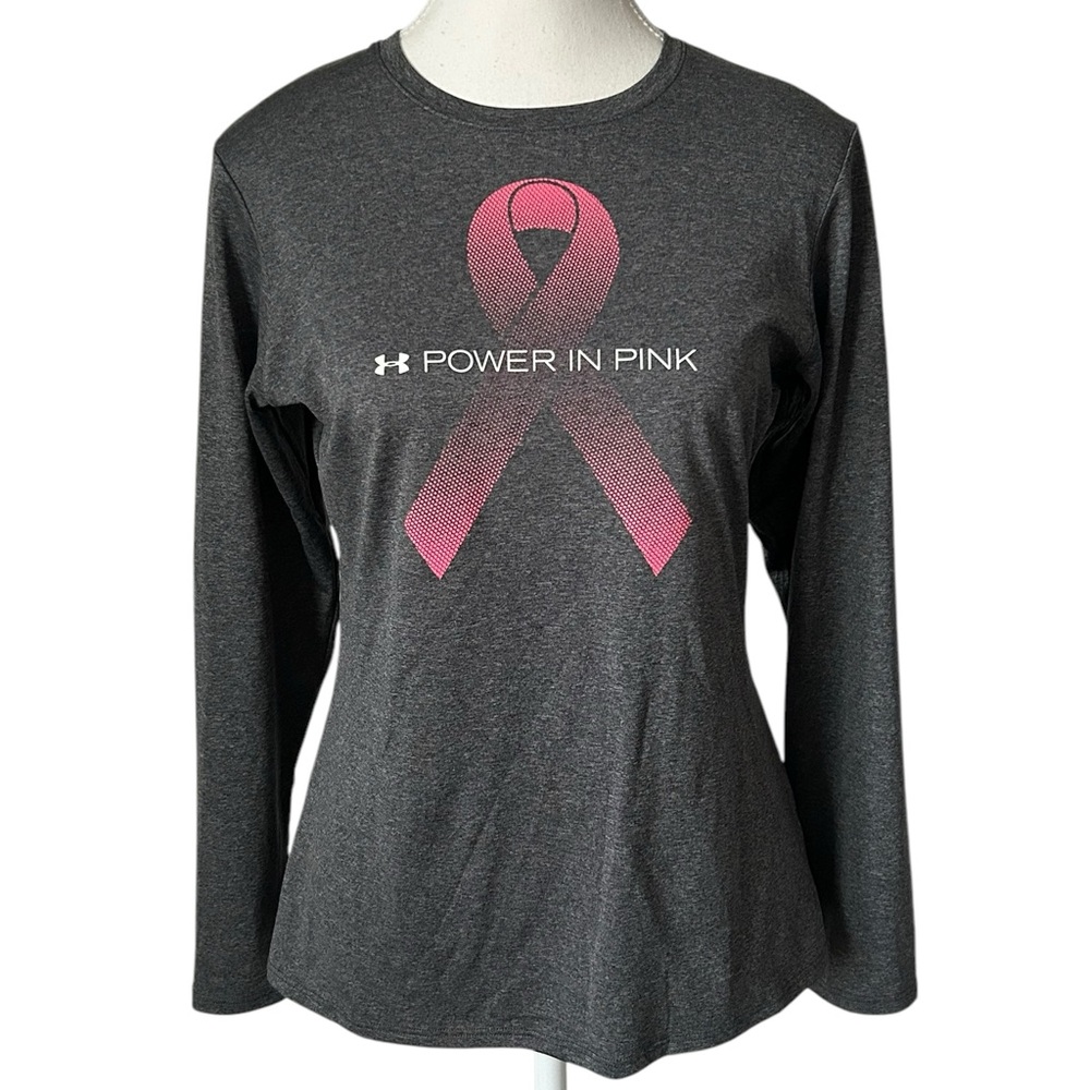 Under Armour Power In Pink Women's Charcoal Long Sleeve Performance Top S